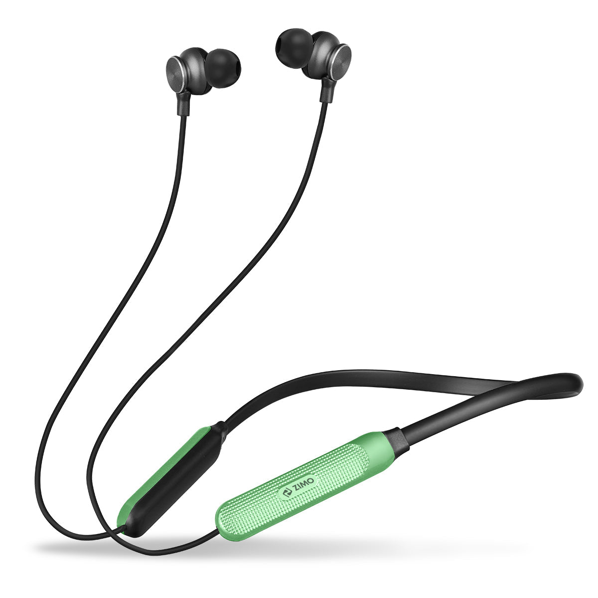 Zimo Aeroflex Bluetooth 5.2 Wireless in Ear Headphones, 18Hrs Playtime, Deep Bass, HD Calls, Dual Device Pairing, Voice Assist, Type-C Fast Charge Wireless Neckband, IPX4 (Green & Jet Black)