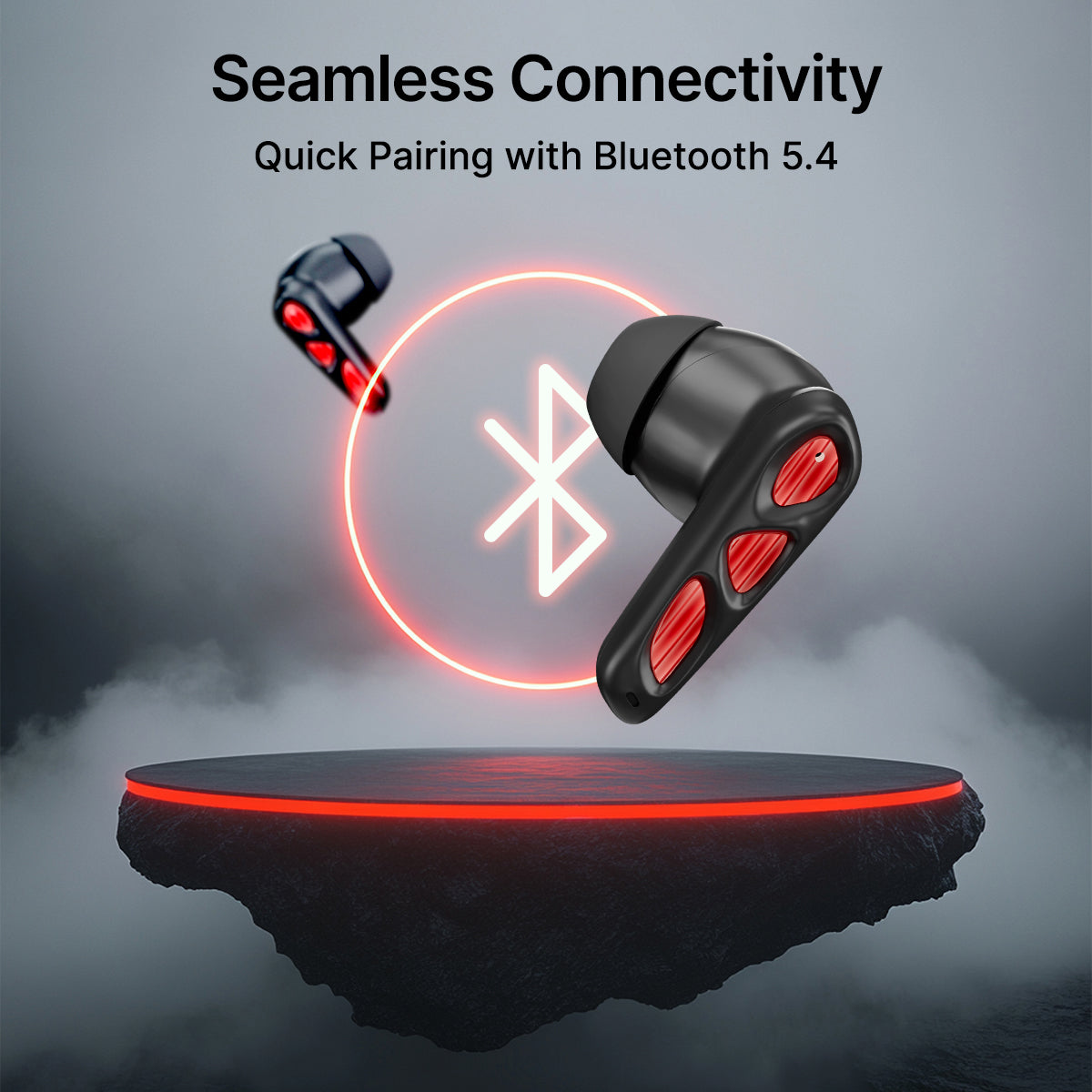 pTron Zenbuds Nova w/ 40ms Low-Latency Gaming, 55Hrs Playtime, Dual HD Mic & TruTalk AI-ENC Calls, App Support, Pristine Sound, Bluetooth v5.4 Headphones, RGB Lights, Voice Assistant, IPX5 (Black)