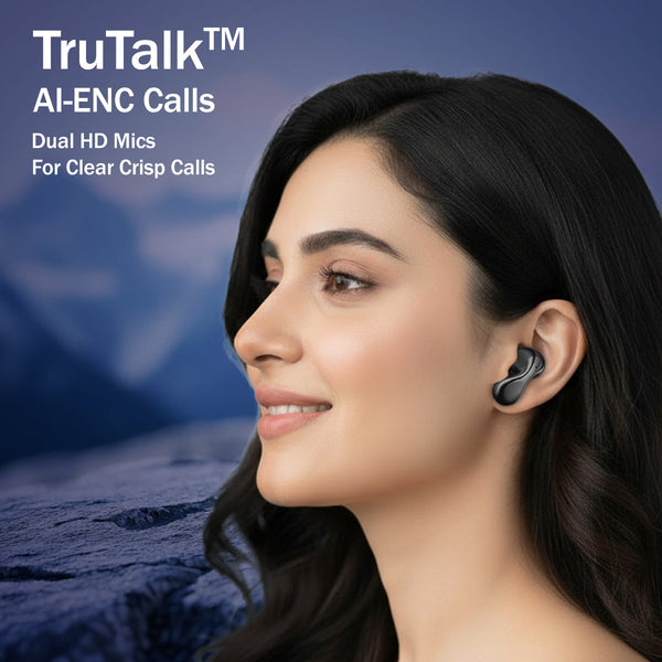 pTron Bassbuds Tango in-Ear TWS Ear Buds w/Custom EQ, 50hrs Playtime, Pristine Sound, Dual Mic, TruTalk ENC Calls, Mobile App, Wireless Bluetooth v6.0, Touch Controls, Type-C Charging, IPX5 (Space Black)