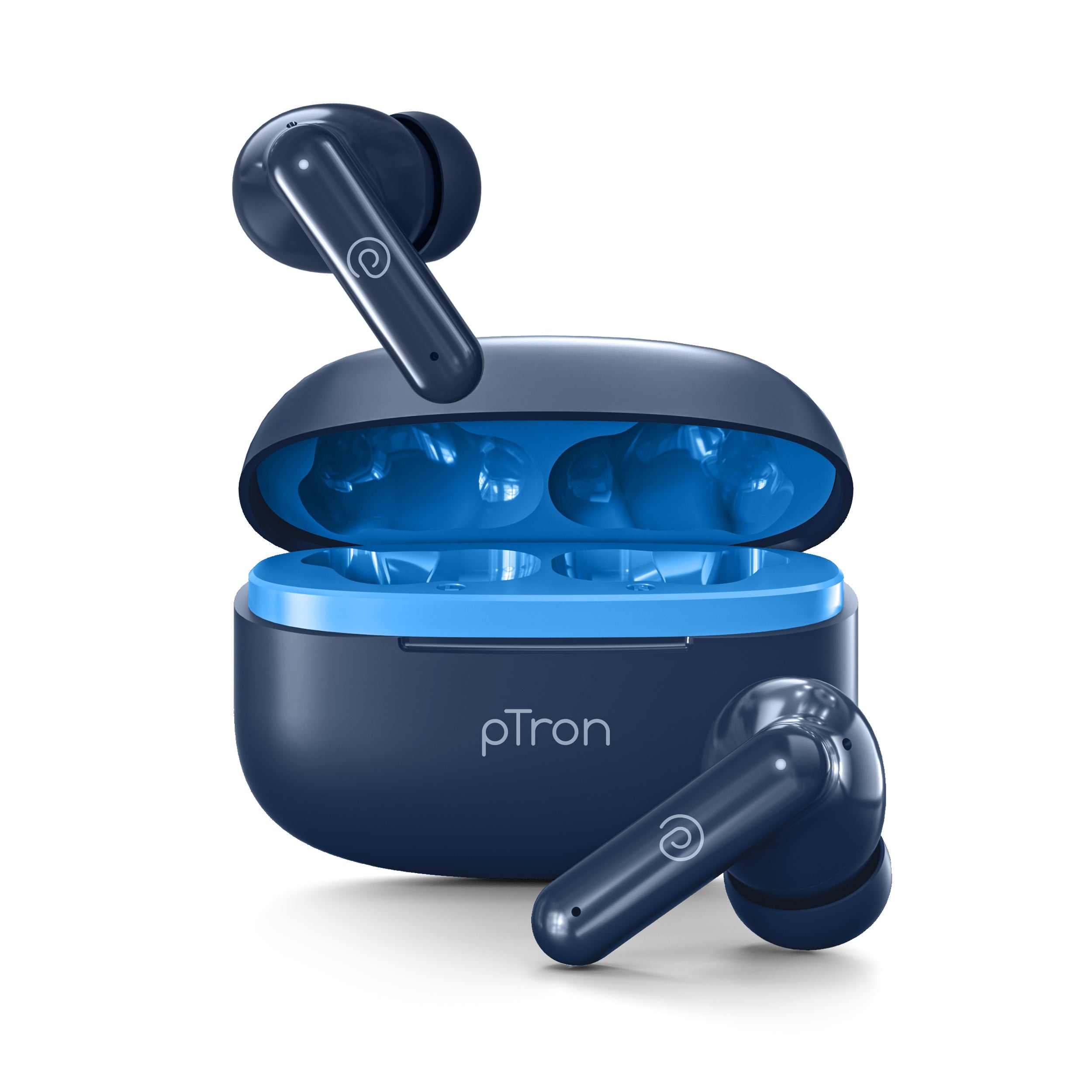 pTron Zenbuds X1 4 HD Mic TWS Earbuds w/AI-ENC Clear Calls, 40hrs Playtime, Pristine Sound, in-Ear Sensor, 40ms Movie/Music Modes, Bluetooth v5.3 Headphones, Type C Fast Charging & IPX5 (Bold Blue)