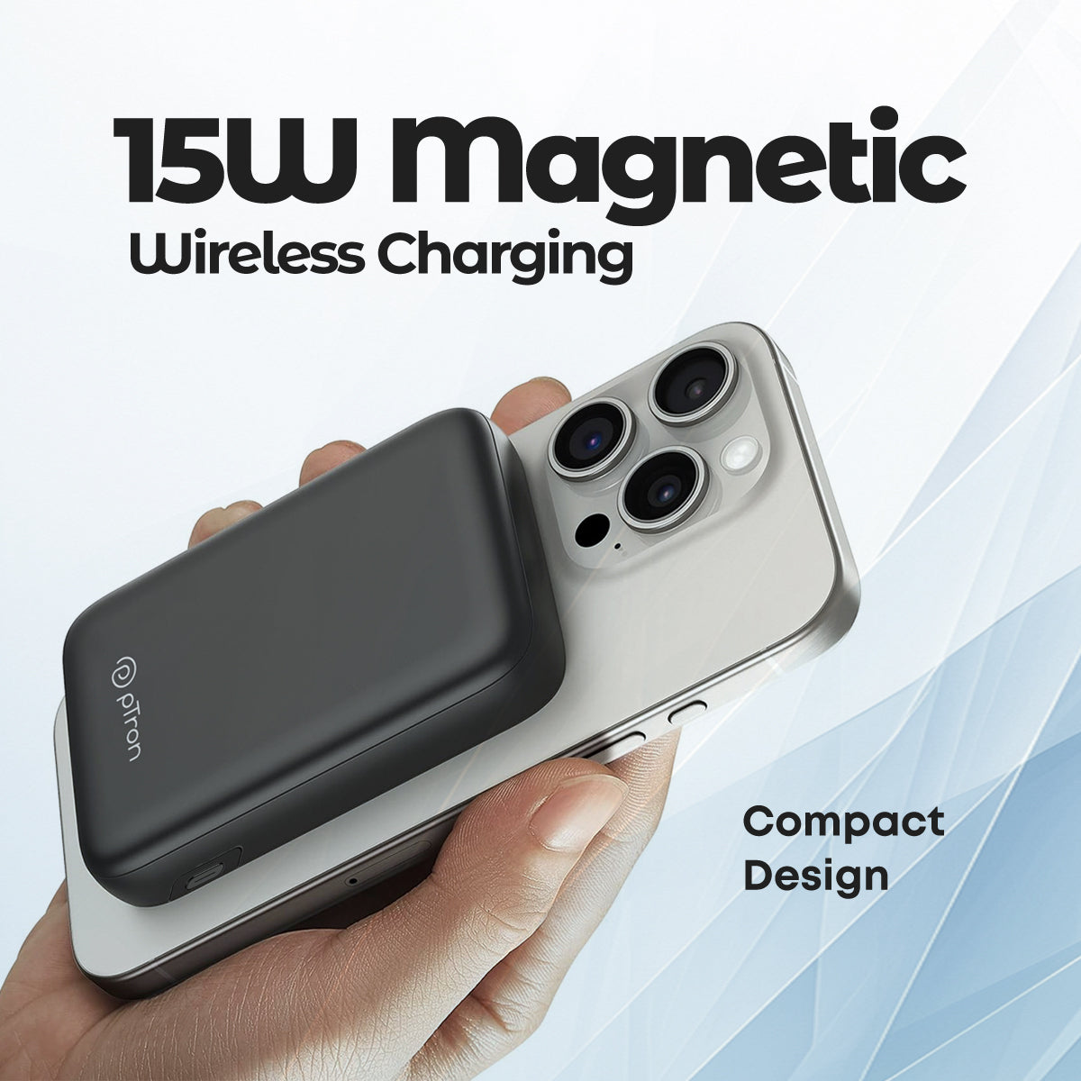 pTron Dynamo Arc 10000mAh 22.5W Fast Charging Power Bank, 15W Wireless Charging, 20W PD/Type C Fast Charging, 3 Outputs/2 Inputs, Digital Display, Built-in Cables & BIS Certified (Black)
