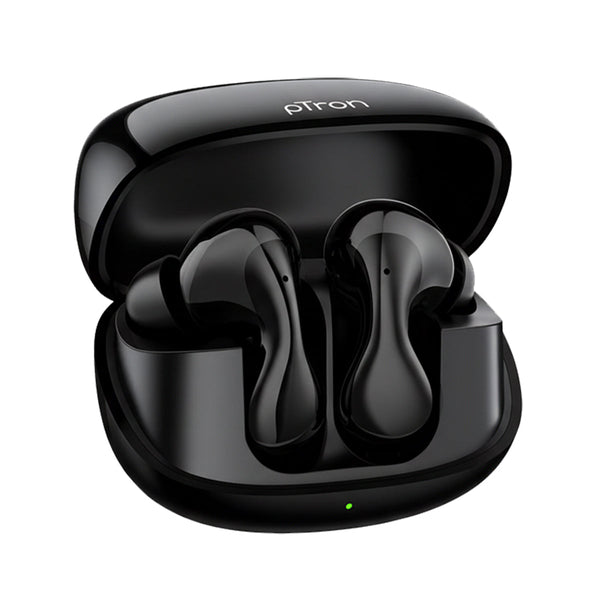 pTron Bassbuds Tango in-Ear TWS Ear Buds w/Custom EQ, 50hrs Playtime, Pristine Sound, Dual Mic, TruTalk ENC Calls, Mobile App, Wireless Bluetooth v6.0, Touch Controls, Type-C Charging, IPX5 (Space Black)