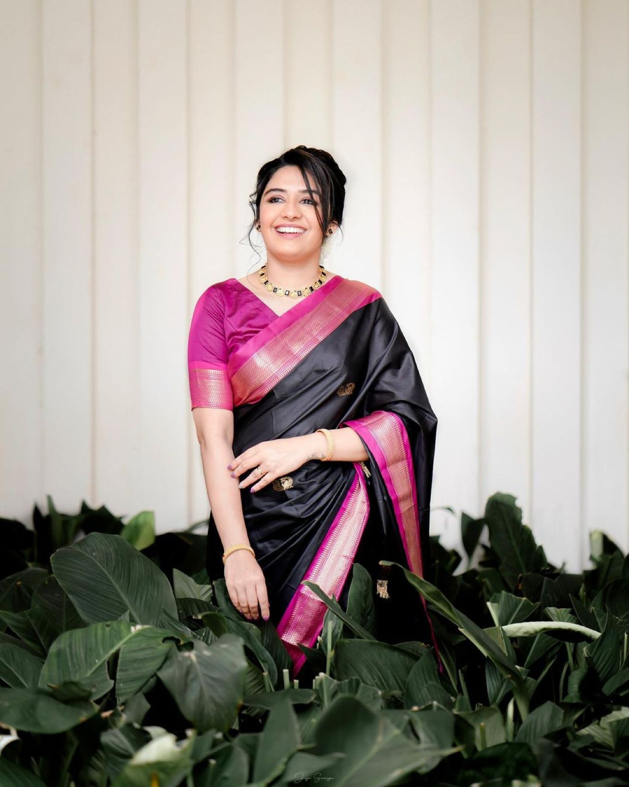 Beautiful Black Soft Banarasi Silk Saree With Girlish Blouse Piece - Shop authentic Indian Women's Fashion by Lajree