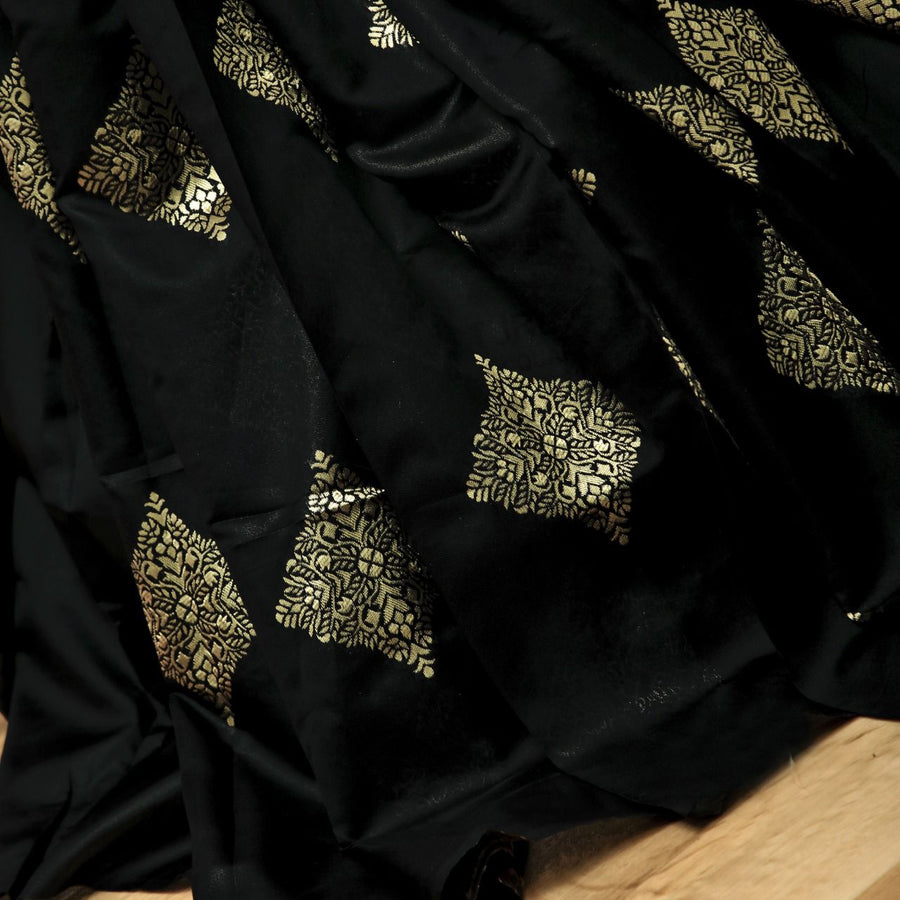 Capricious Black Soft Silk Saree With Attractive Blouse Piece - Shop authentic Indian Women's Fashion by Lajree