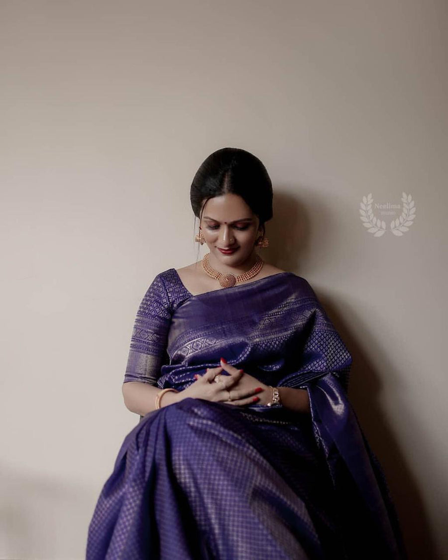 Adoring Blue Soft Silk Saree With Most Ideal Blouse Piece - Shop authentic Indian Women's Fashion by Lajree