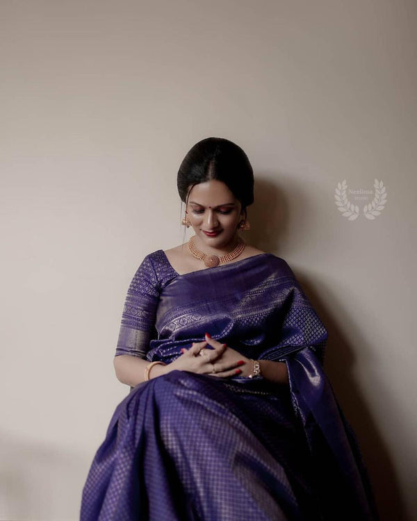 Adoring Blue Soft Silk Saree With Most Ideal Blouse Piece - Shop authentic Indian Women's Fashion by Lajree