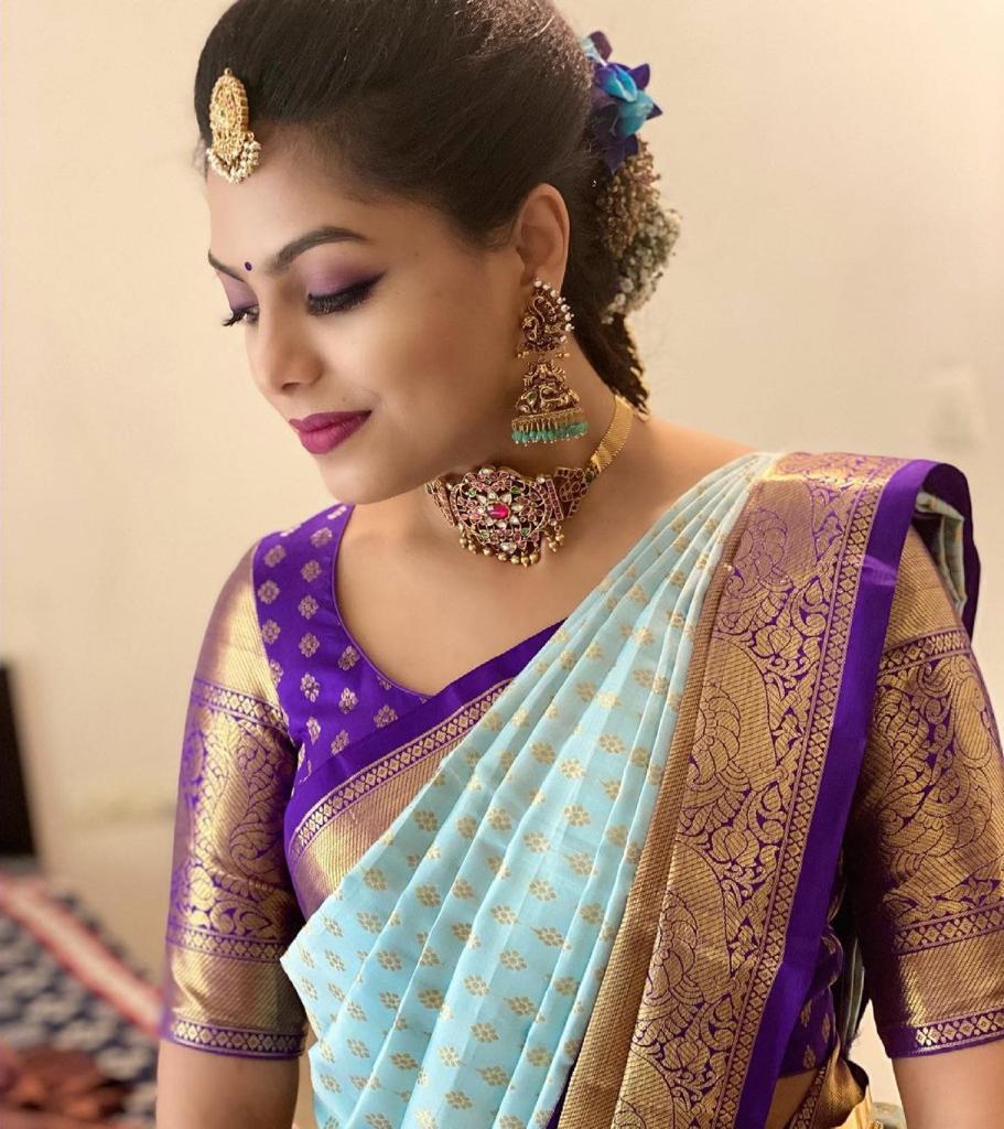 Extraordinary Firozi Soft Banarasi Silk Saree With Awesome Blouse Piec - Shop authentic Indian Women's Fashion by Silk Folks