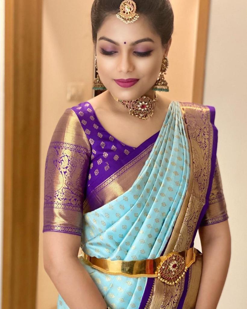 Extraordinary Firozi Soft Banarasi Silk Saree With Awesome Blouse Piec - Shop authentic Indian Women's Fashion by Silk Folks