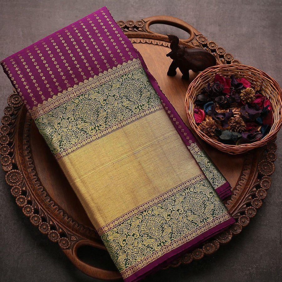 Refreshing Purple Soft Banarasi Silk Saree With Dazzling Blouse Piece - Shop authentic Indian Women's Fashion by Silk Folks