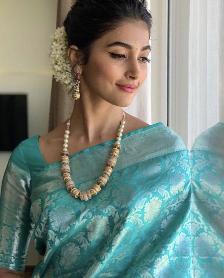 Ravishing Firozi Soft Silk Saree With Excellent Blouse Piece - Shop authentic Indian Women's Fashion by Silk Folks