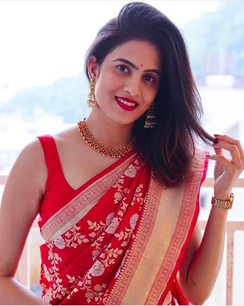 Divine Red Soft Banarasi Silk Saree With Seraglio Blouse Piece - Shop authentic Indian Women's Fashion by Silk Folks