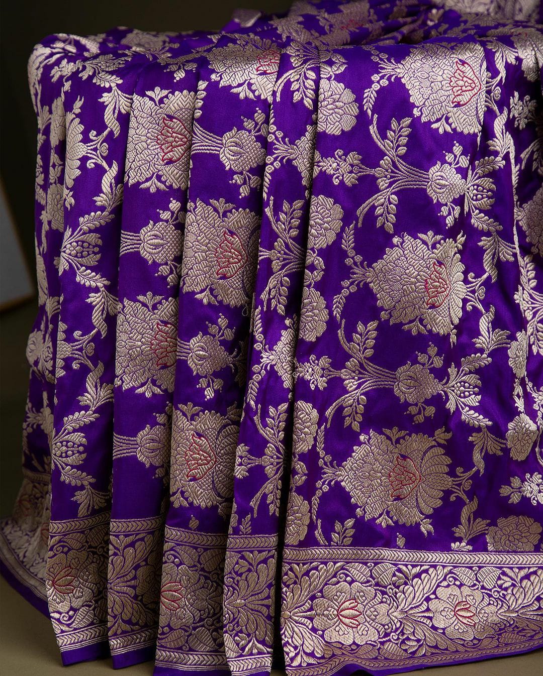 Prominent Purple Soft Banarasi Silk Saree With Pretty Blouse Piece - Shop authentic Indian Women's Fashion by Silk Folks