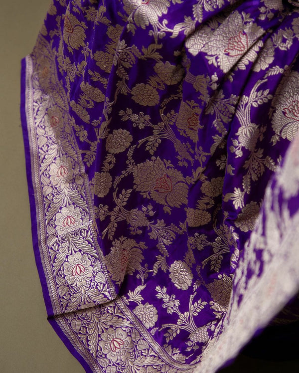Charming Purple Soft Banarasi Silk Saree With Pretty Blouse Piece