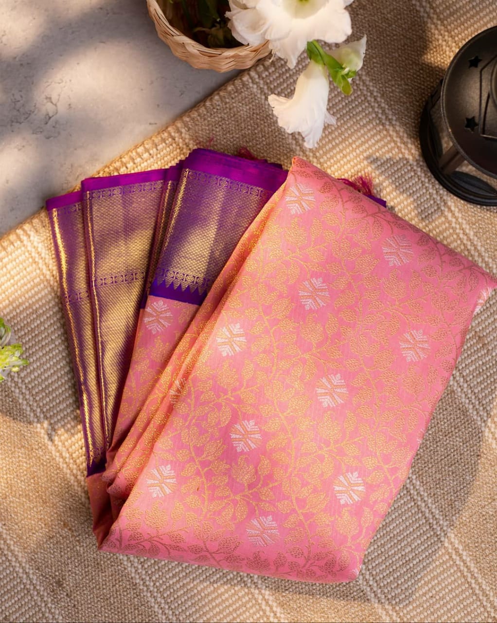 Staring Pink Soft Banarasi Silk Saree With Pretty Blouse Piece - Shop authentic Indian Women's Fashion by Silk Folks