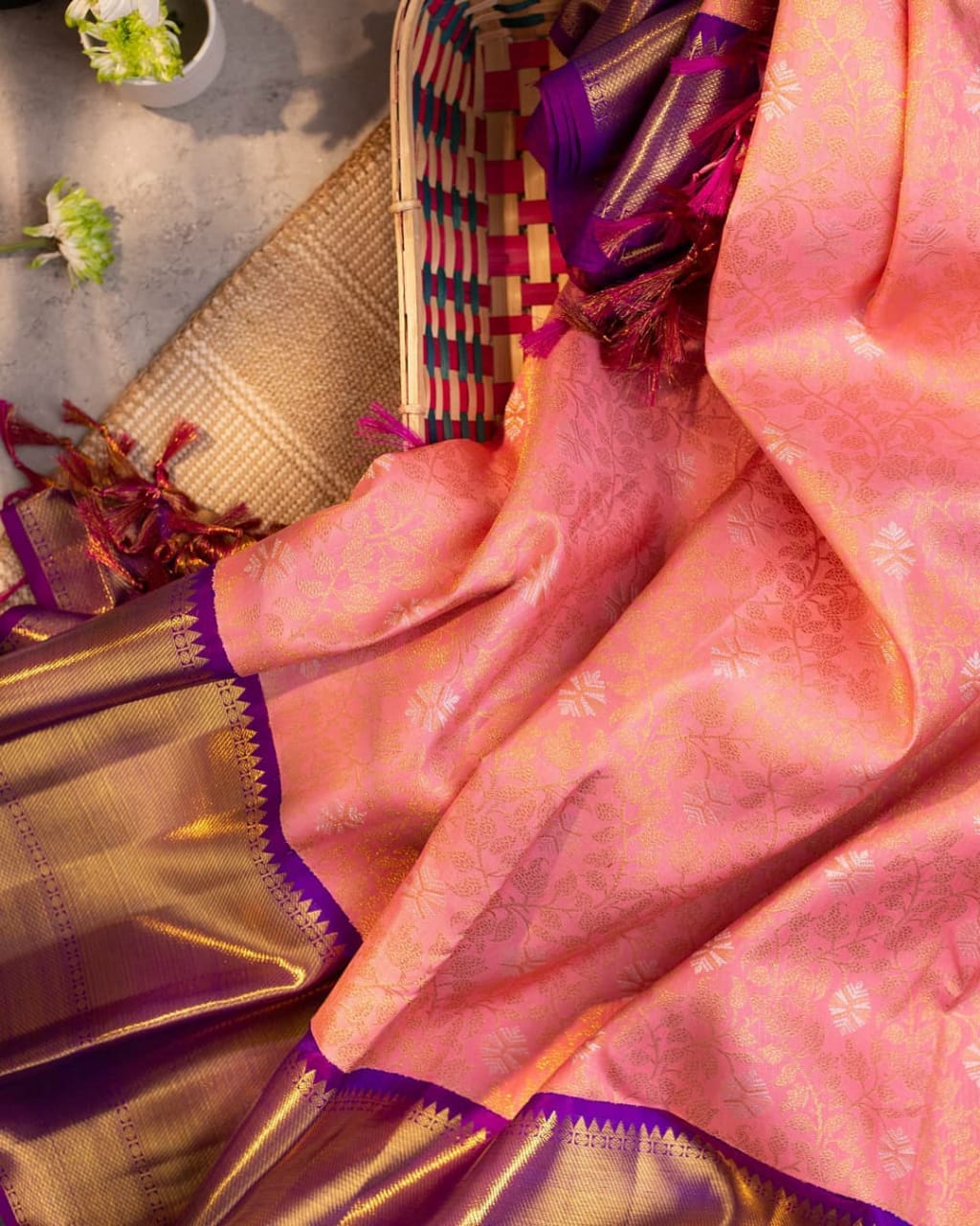 Staring Pink Soft Banarasi Silk Saree With Pretty Blouse Piece - Shop authentic Indian Women's Fashion by Silk Folks