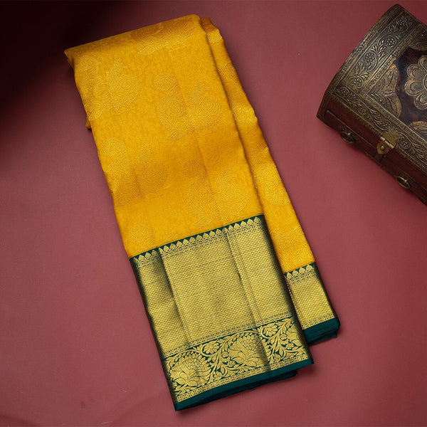 Blissful Yellow Soft Banarasi Silk Saree With Flattering Two Blouse Pi - Shop authentic Indian Women's Fashion by Silk Folks