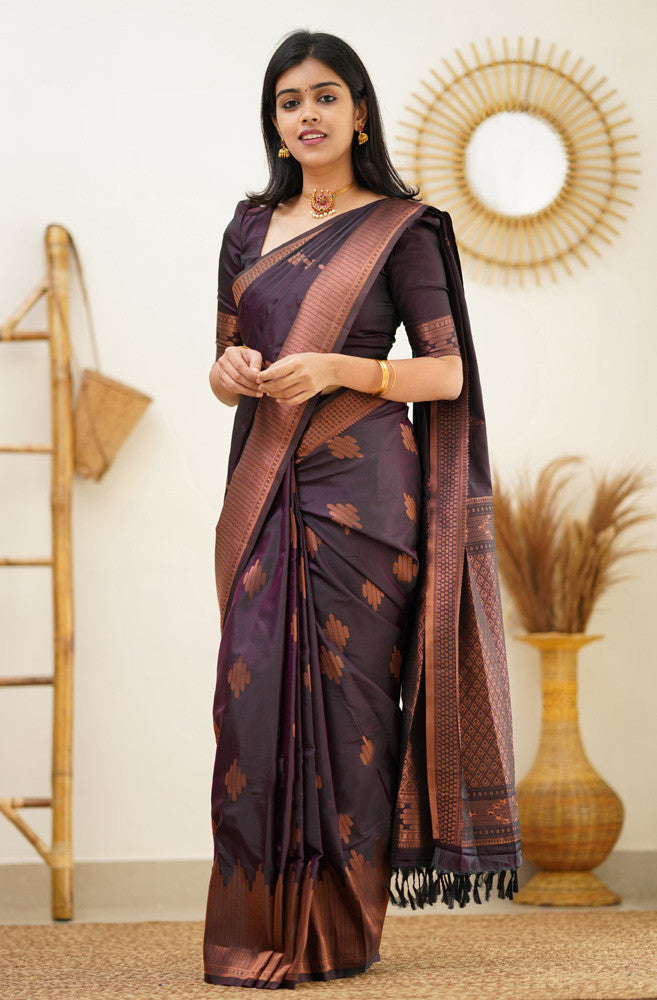 Desiring Purple Soft Silk Saree With Engrossing Blouse Piece - Shop authentic Indian Women's Fashion by Silk Folks
