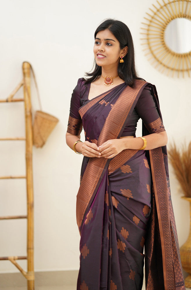 Desiring Purple Soft Silk Saree With Engrossing Blouse Piece - Shop authentic Indian Women's Fashion by Silk Folks