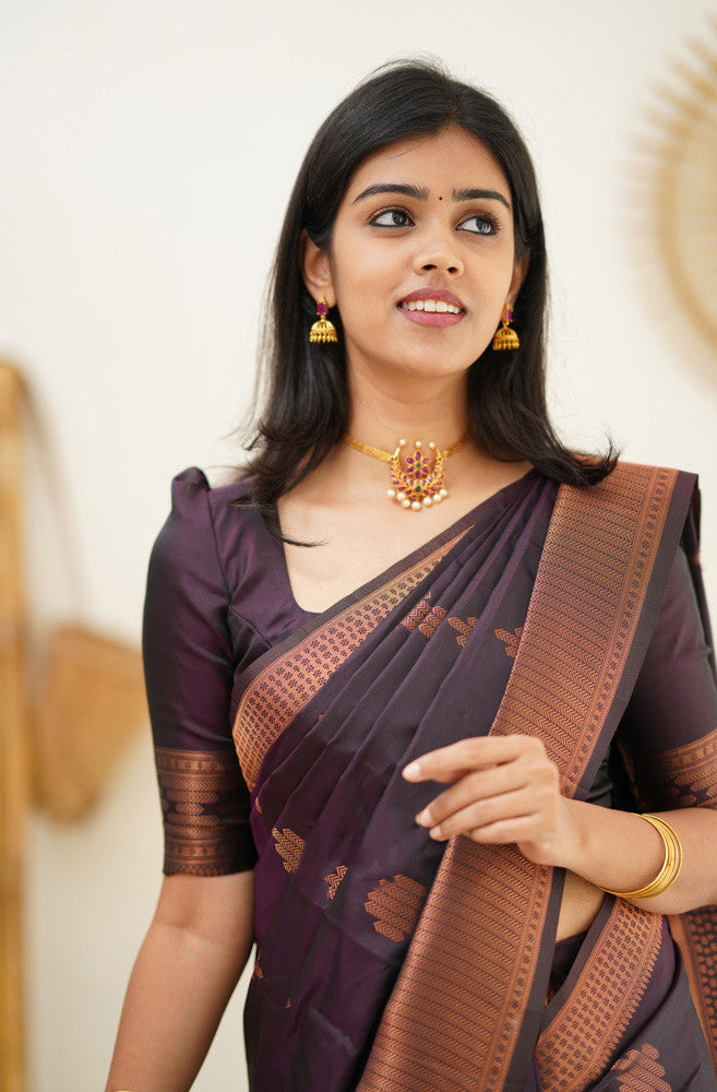 Desiring Purple Soft Silk Saree With Engrossing Blouse Piece - Shop authentic Indian Women's Fashion by Silk Folks