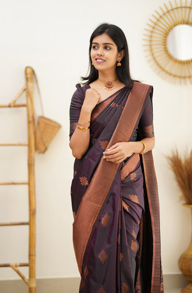 Desiring Purple Soft Silk Saree With Engrossing Blouse Piece - Shop authentic Indian Women's Fashion by Silk Folks
