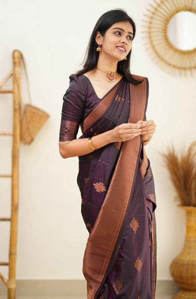 Desiring Purple Soft Silk Saree With Engrossing Blouse Piece - Shop authentic Indian Women's Fashion by Silk Folks