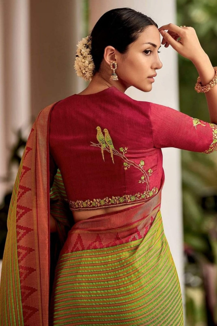Lissome Mehndi Soft Silk Saree With Classic Two Blouse Piece - Shop authentic Indian Women's Fashion by Silk Folks