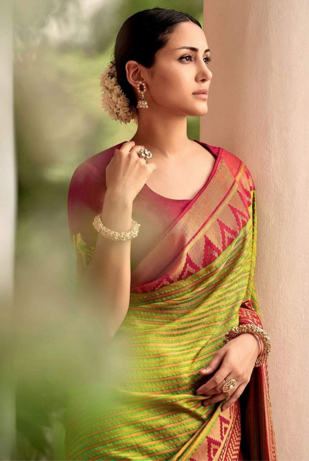 Lissome Mehndi Soft Silk Saree With Classic Two Blouse Piece - Shop authentic Indian Women's Fashion by Silk Folks