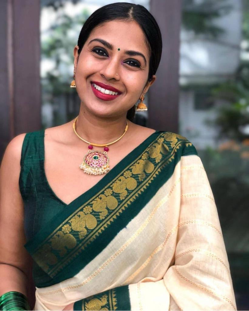 Admirable Off White Soft Silk Saree With Angelic Blouse Piece - Shop authentic Indian Women's Fashion by Lajree
