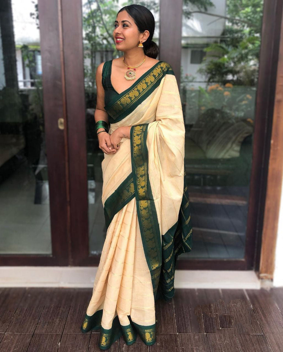 Admirable Off White Soft Silk Saree With Angelic Blouse Piece - Shop authentic Indian Women's Fashion by Lajree