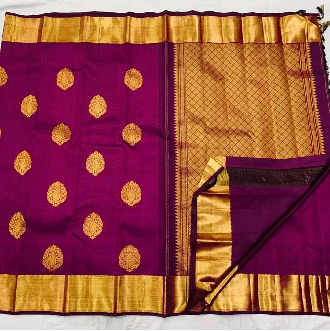 Susurrous Magenta Soft Banarasi Silk Saree With Lissome Blouse Piece - Shop authentic Indian Women's Fashion by Silk Folks