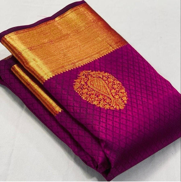 Susurrous Magenta Soft Banarasi Silk Saree With Lissome Blouse Piece - Shop authentic Indian Women's Fashion by Silk Folks