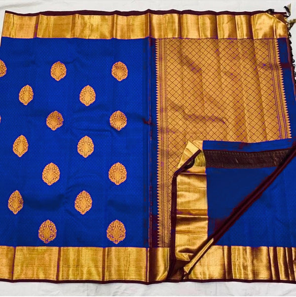 Trendy Royal Blue Soft Banarasi Silk Saree With Lissome Blouse Piece - Shop authentic Indian Women's Fashion by Silk Folks