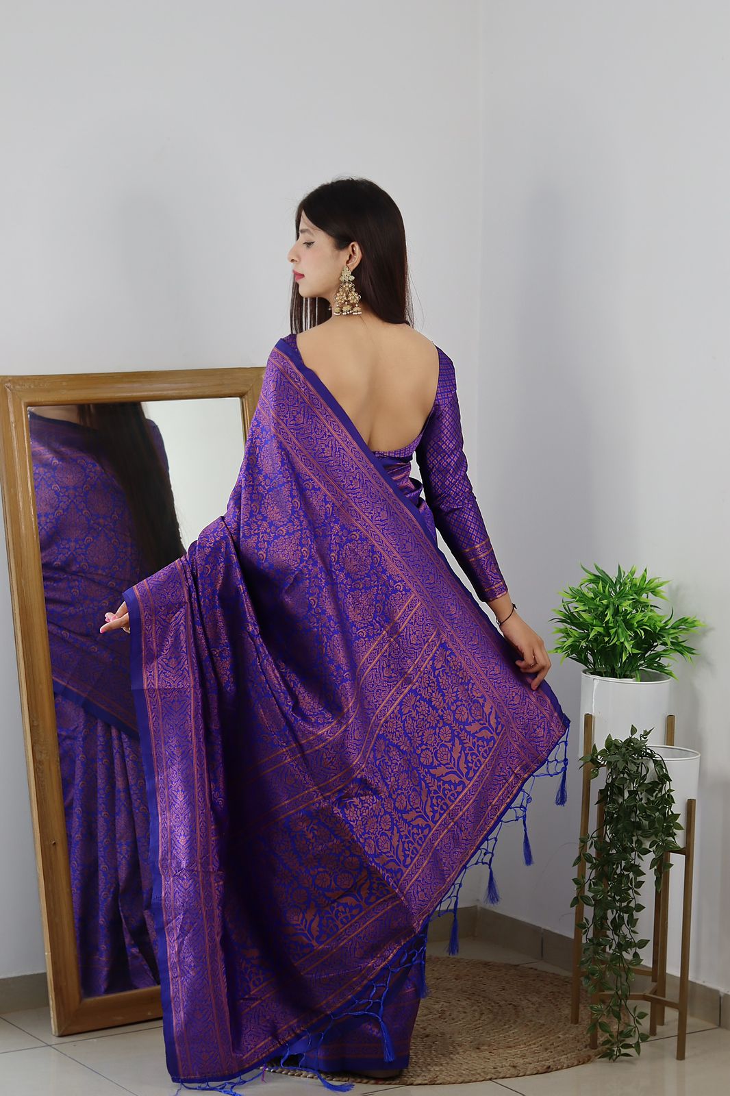 Adorable Royal Blue Soft Silk Saree With Girlish Blouse Piece - Shop authentic Indian Women's Fashion by Lajree