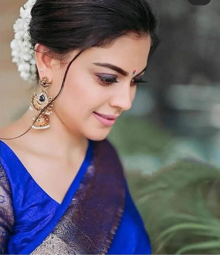 Ideal Royal Blue Soft Silk Saree With Bucolic Blouse Piece - Shop authentic Indian Women's Fashion by Silk Folks