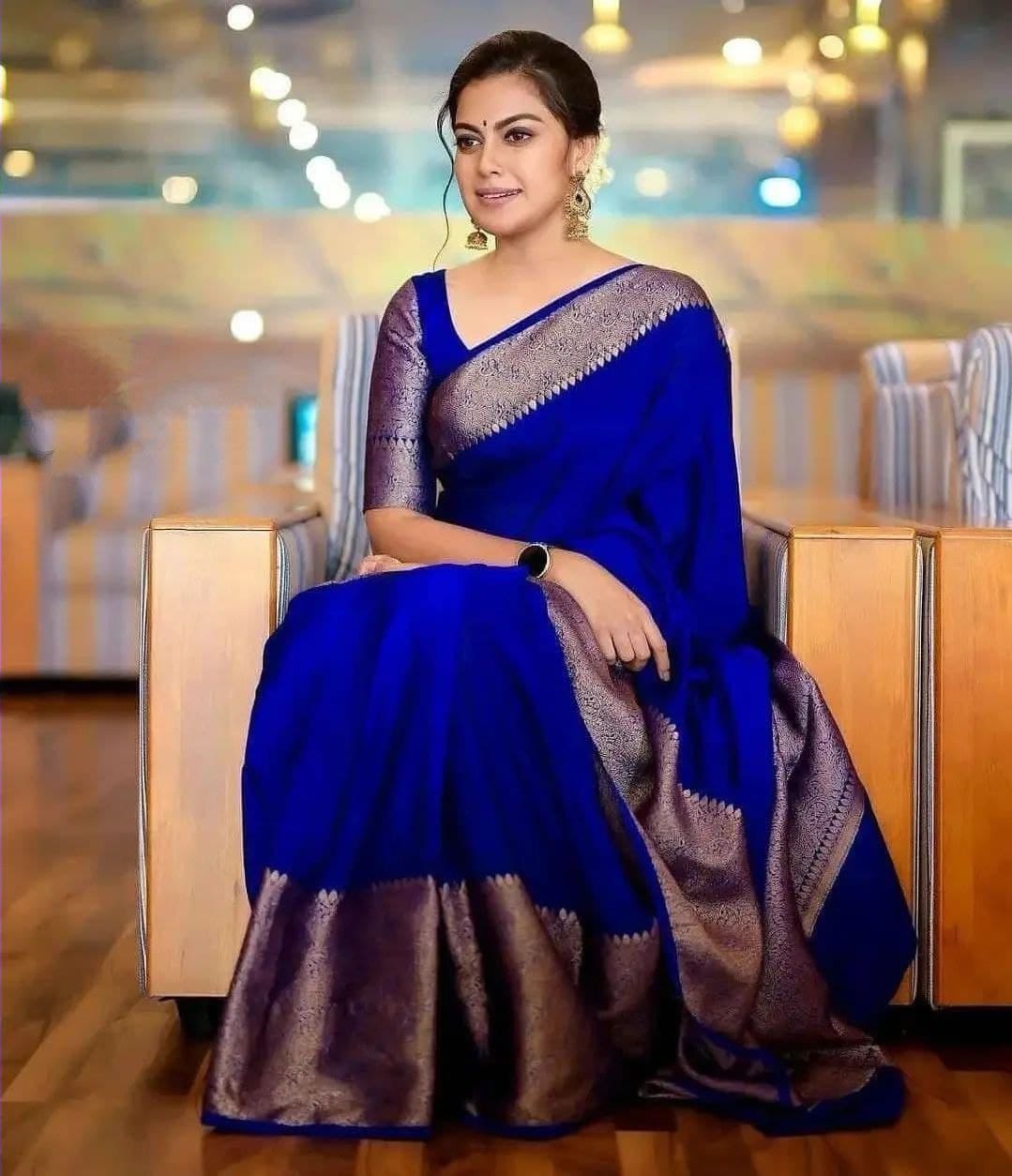 Adoring Royal Blue Soft Silk Saree With Bucolic Blouse Piece - Shop authentic Indian Women's Fashion by Silk Folks