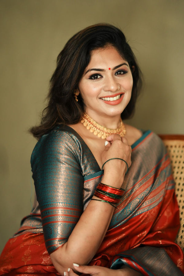 Incredible Maroon Soft Banarasi Silk Saree With Glorious Blouse Piece