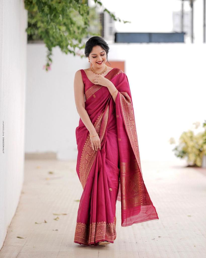 Tempting Dark Pink Soft Silk Saree With Imaginative Blouse Piece - Shop authentic Indian Women's Fashion by Silk Folks