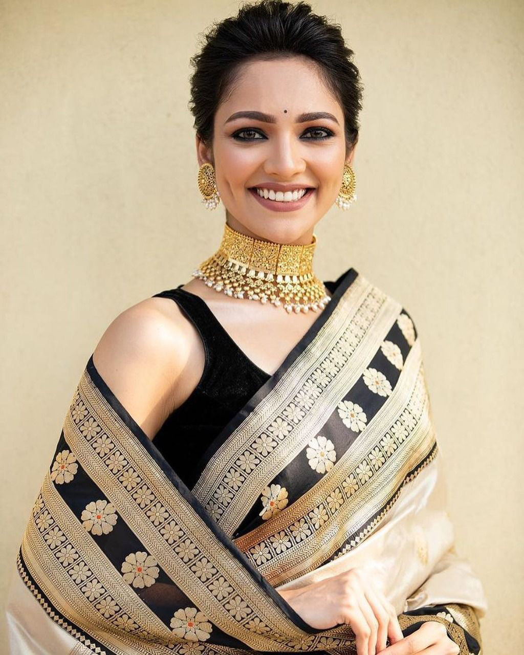 Glorious Off White Soft Silk Saree With Prominent Blouse Piece - Shop authentic Indian Women's Fashion by Silk Folks