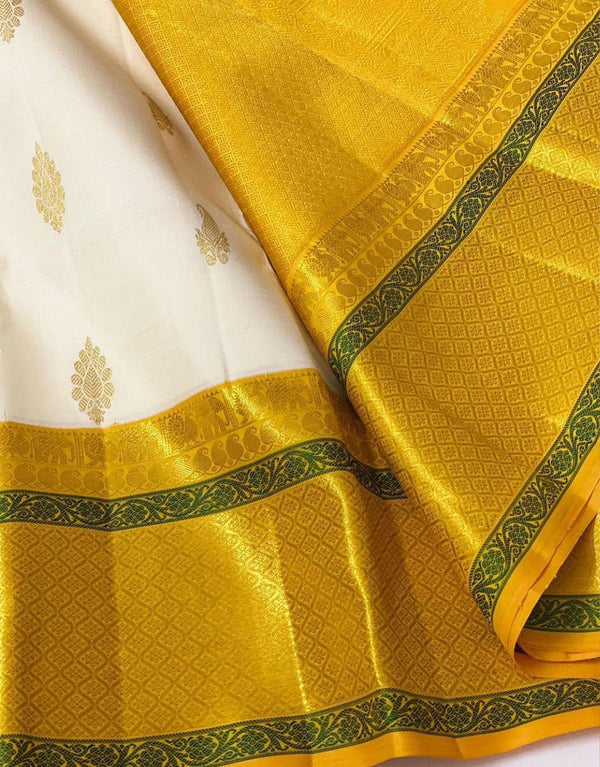 Luxuriant Off White Soft Silk Saree With Glittering Blouse Piece