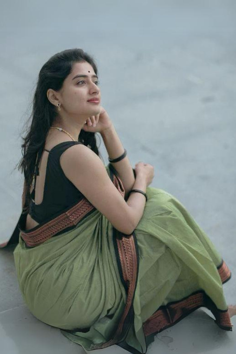 Exquisite Pista Soft Silk Saree With Ravishing Blouse Piece - Shop authentic Indian Women's Fashion by Silk Folks