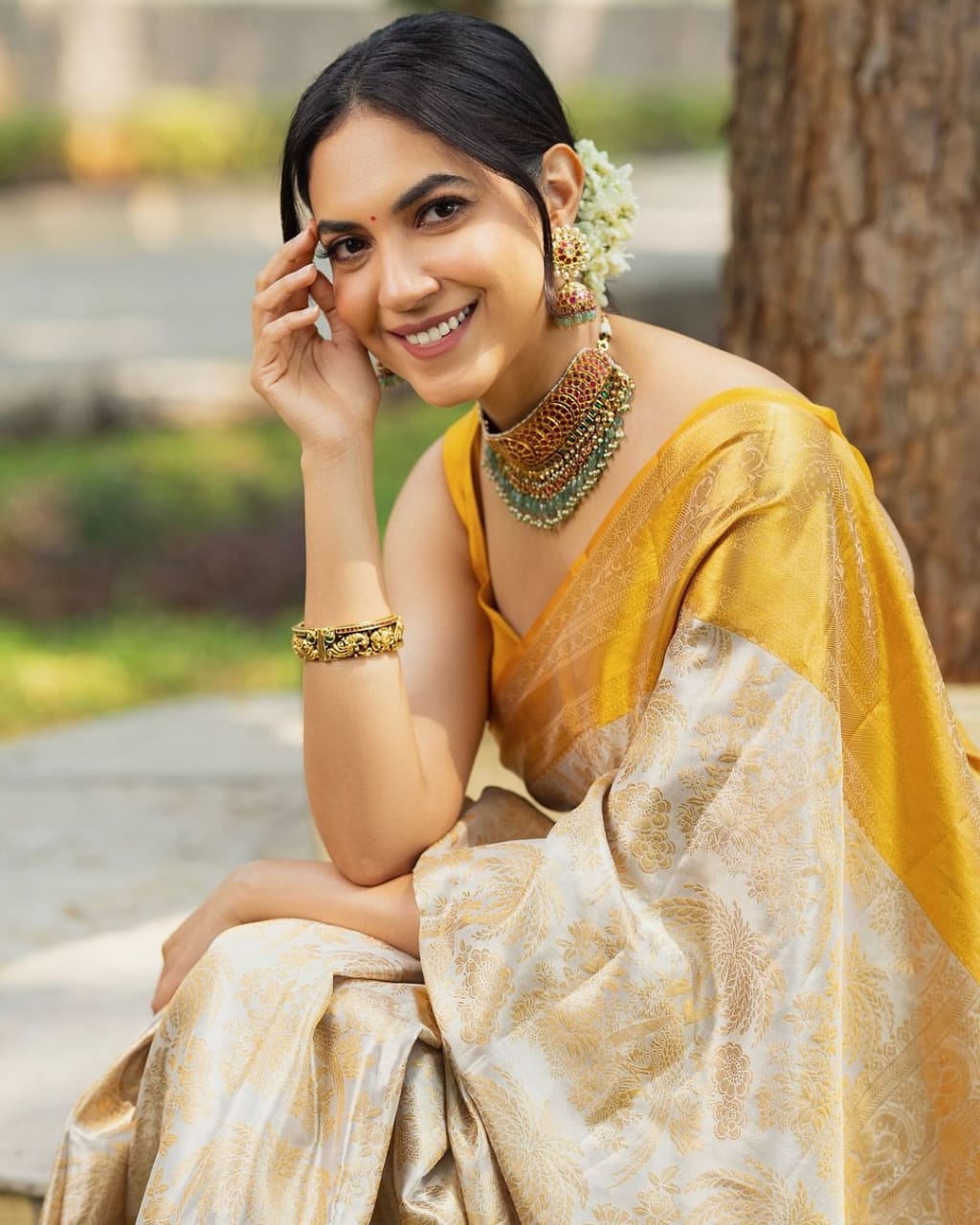 Flattering Beige Soft Silk Saree With Embellished Blouse Piece - Shop authentic Indian Women's Fashion by Silk Folks