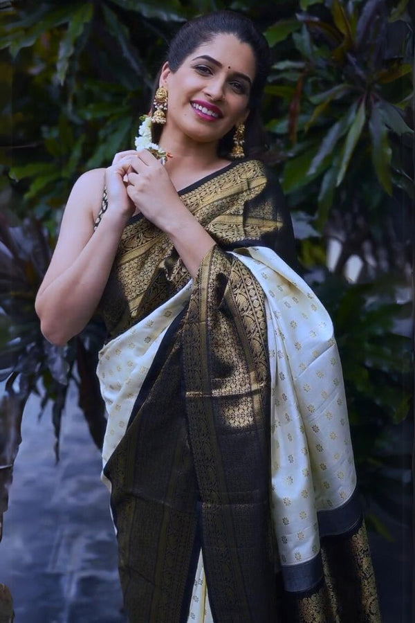 Exceptional Off White Soft Silk Saree With Surpassing Blouse Piece
