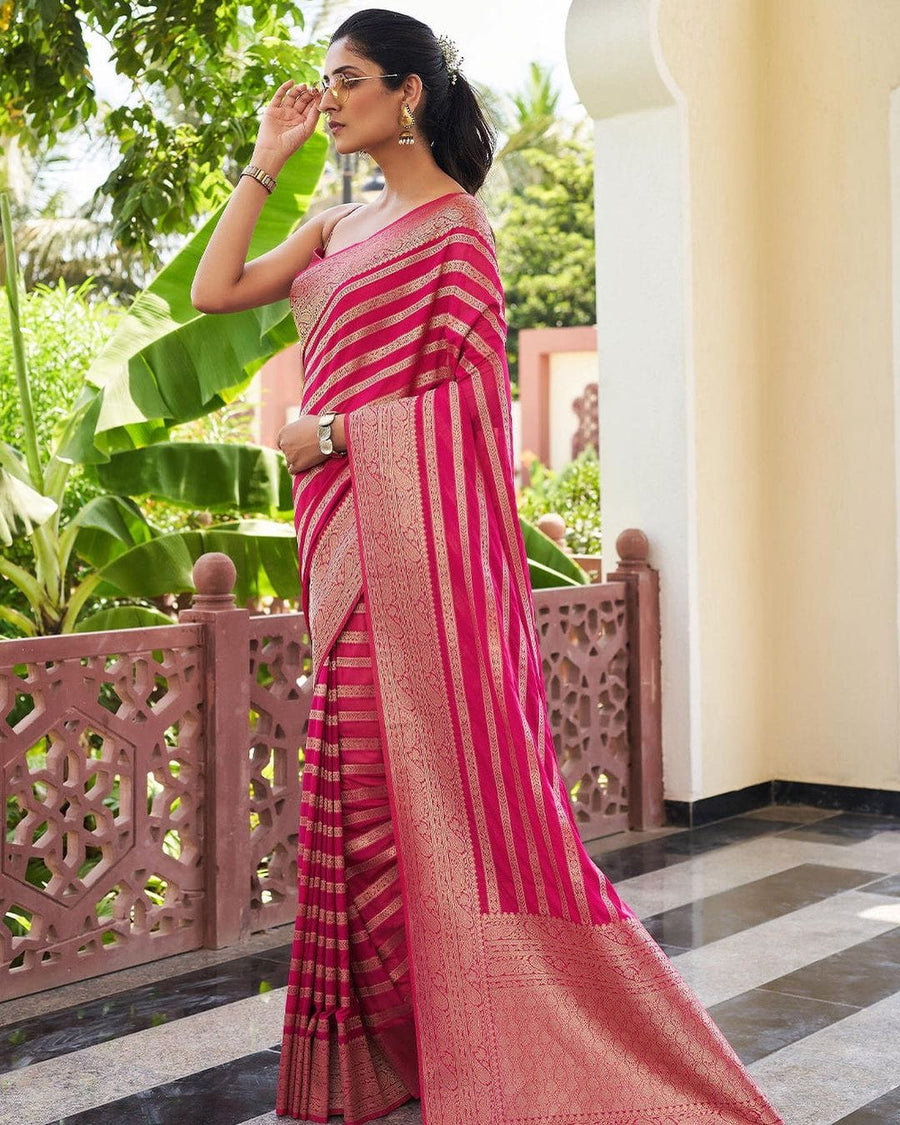 Appealing Dark Pink Soft Silk Saree With Glorious Blouse Piece - Shop authentic Indian Women's Fashion by Lajree