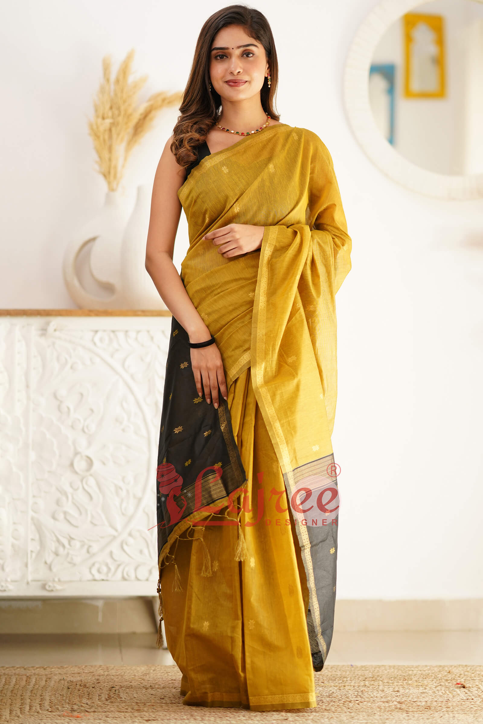 Wonderful Mehndi Cotton Silk Saree With Extraordinary Blouse Piece - Shop authentic Indian Women's Fashion by Silk Folks