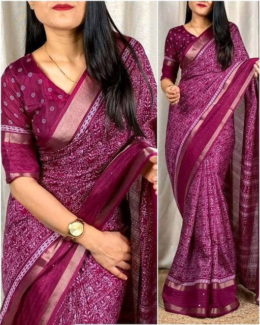 Marvellous Wine Digital Printed Dola Silk Saree With Amazing Blouse Pi - Shop authentic Indian Women's Fashion by Silk Folks