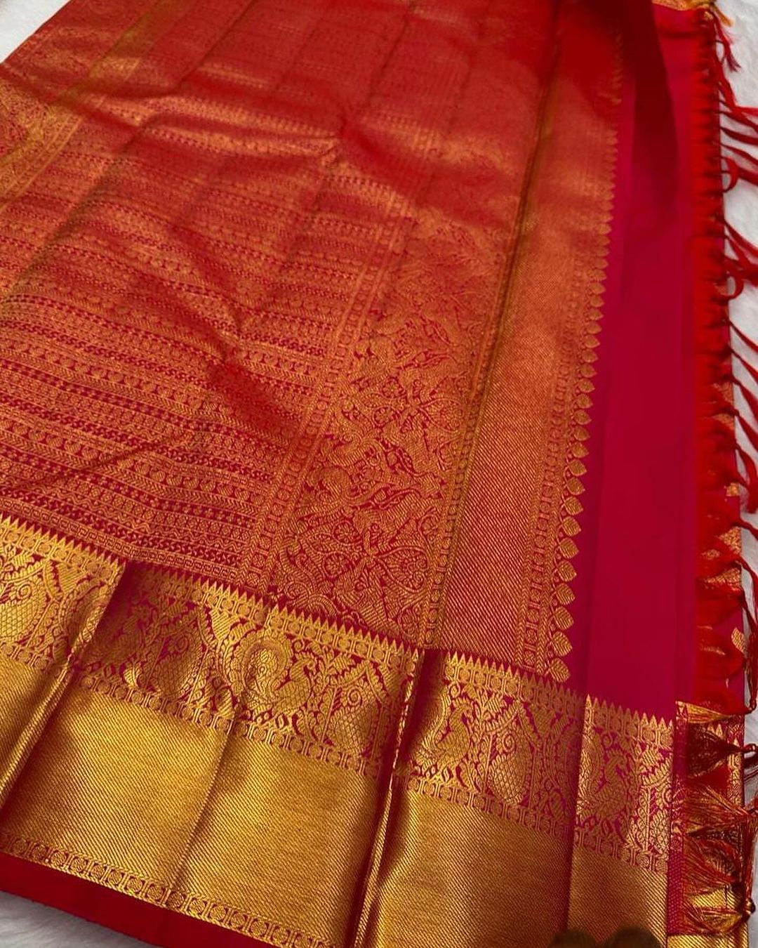Precious Red Soft Banarasi Silk Saree With Extraordinary Blouse Piece - Shop authentic Indian Women's Fashion by Silk Folks