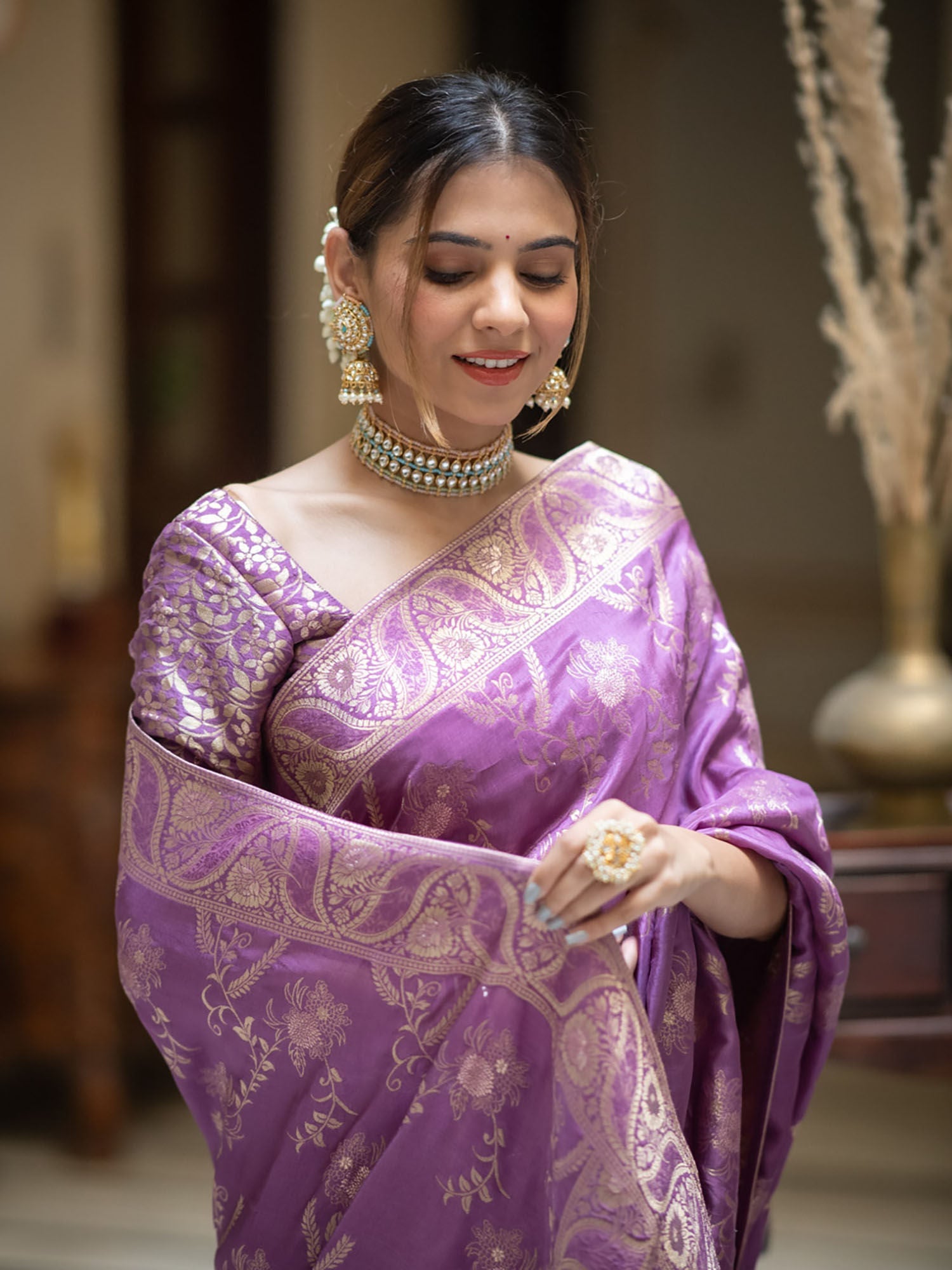 Arresting Lavender Soft Silk Saree With Beautiful Blouse Piece - Shop authentic Indian Women's Fashion by Silk Folks