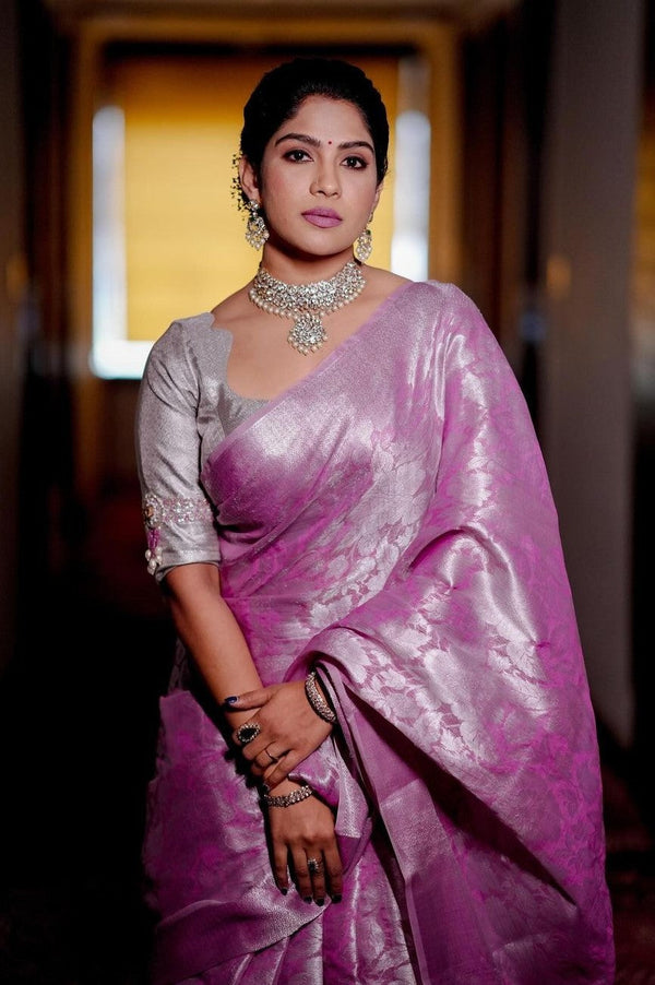 Adoring Pink Soft Silk Saree With Cynosure Blouse Piece - Shop authentic Indian Women's Fashion by Silk Folks