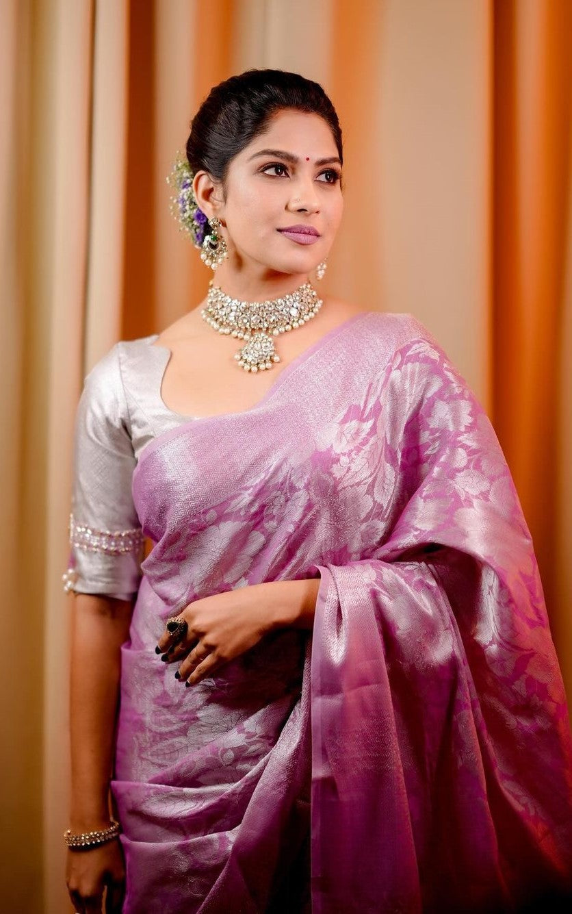 Adoring Pink Soft Silk Saree With Cynosure Blouse Piece - Shop authentic Indian Women's Fashion by Silk Folks