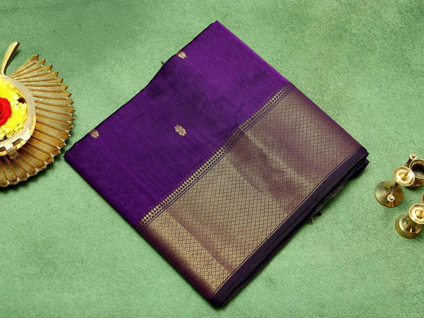 Pretty Purple Cotton Silk Saree With Sizzling Blouse Piece - Shop authentic Indian Women's Fashion by Silk Folks